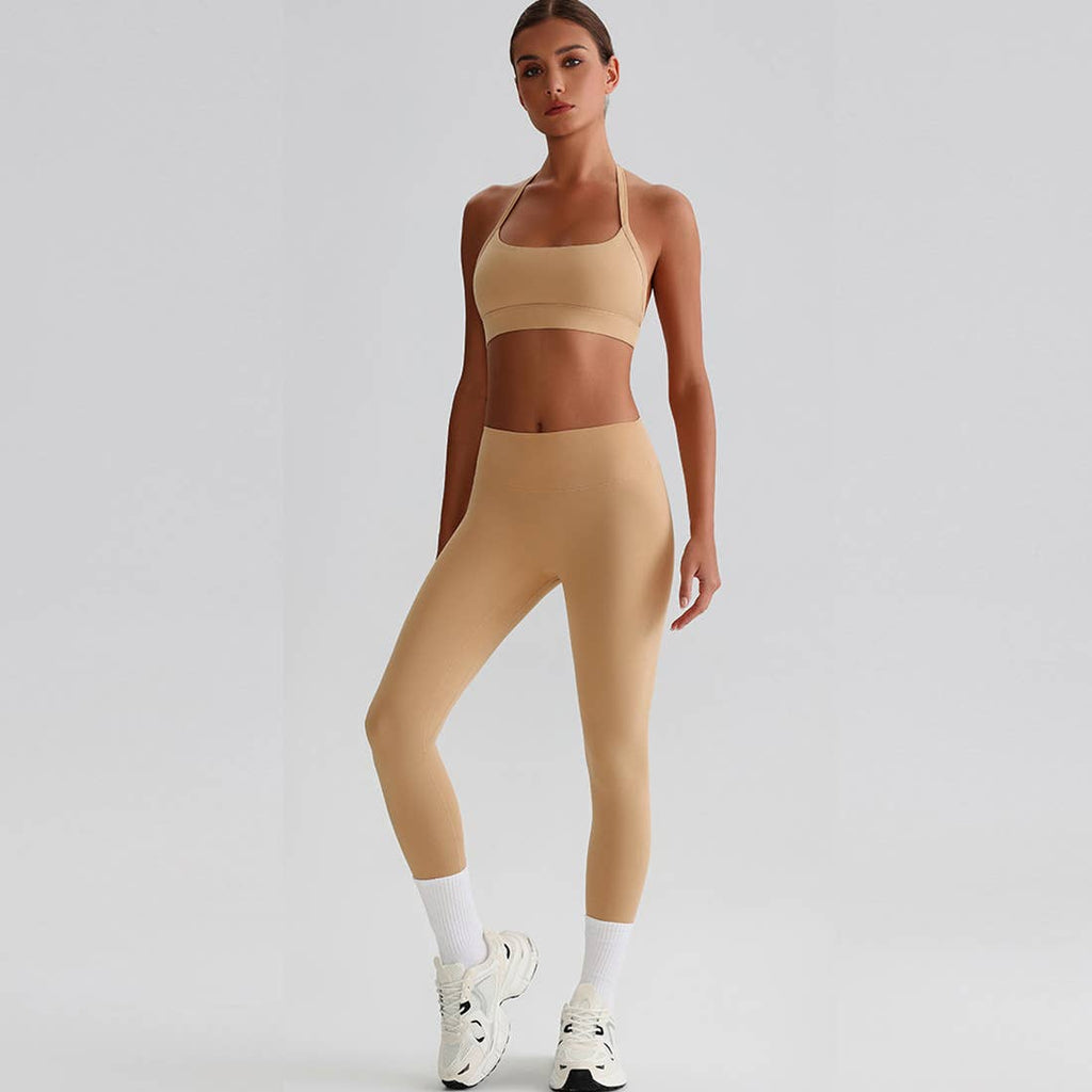 Women Yoga Set:High Support Sports Bra+Long Workout Leggings