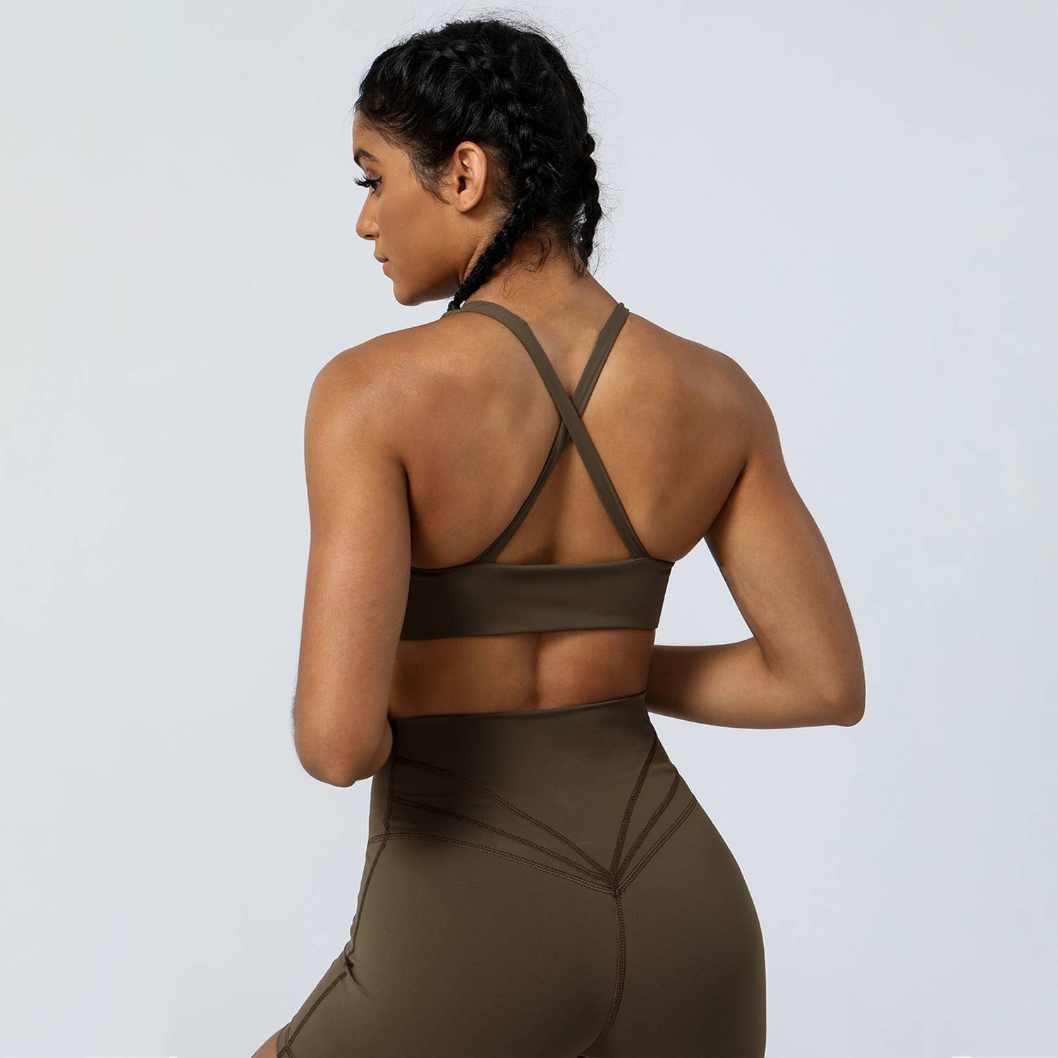 Women Fitness Padded Detachable Twist Design Yoga Sports Bra