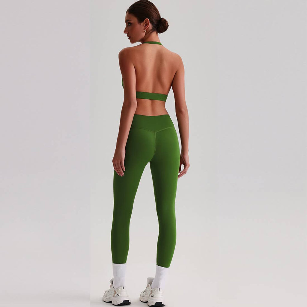 Women Yoga Set:High Support Sports Bra+Long Workout Leggings