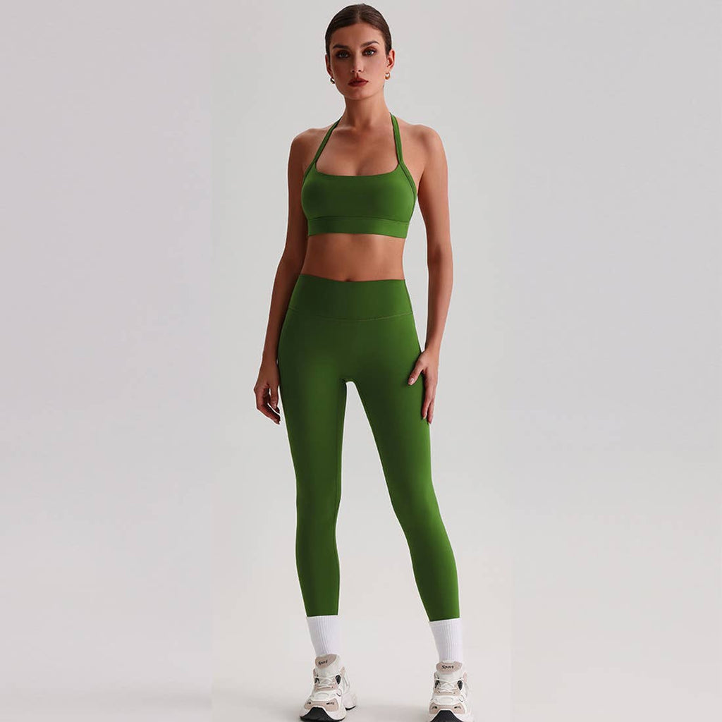 Women Yoga Set:High Support Sports Bra+Long Workout Leggings