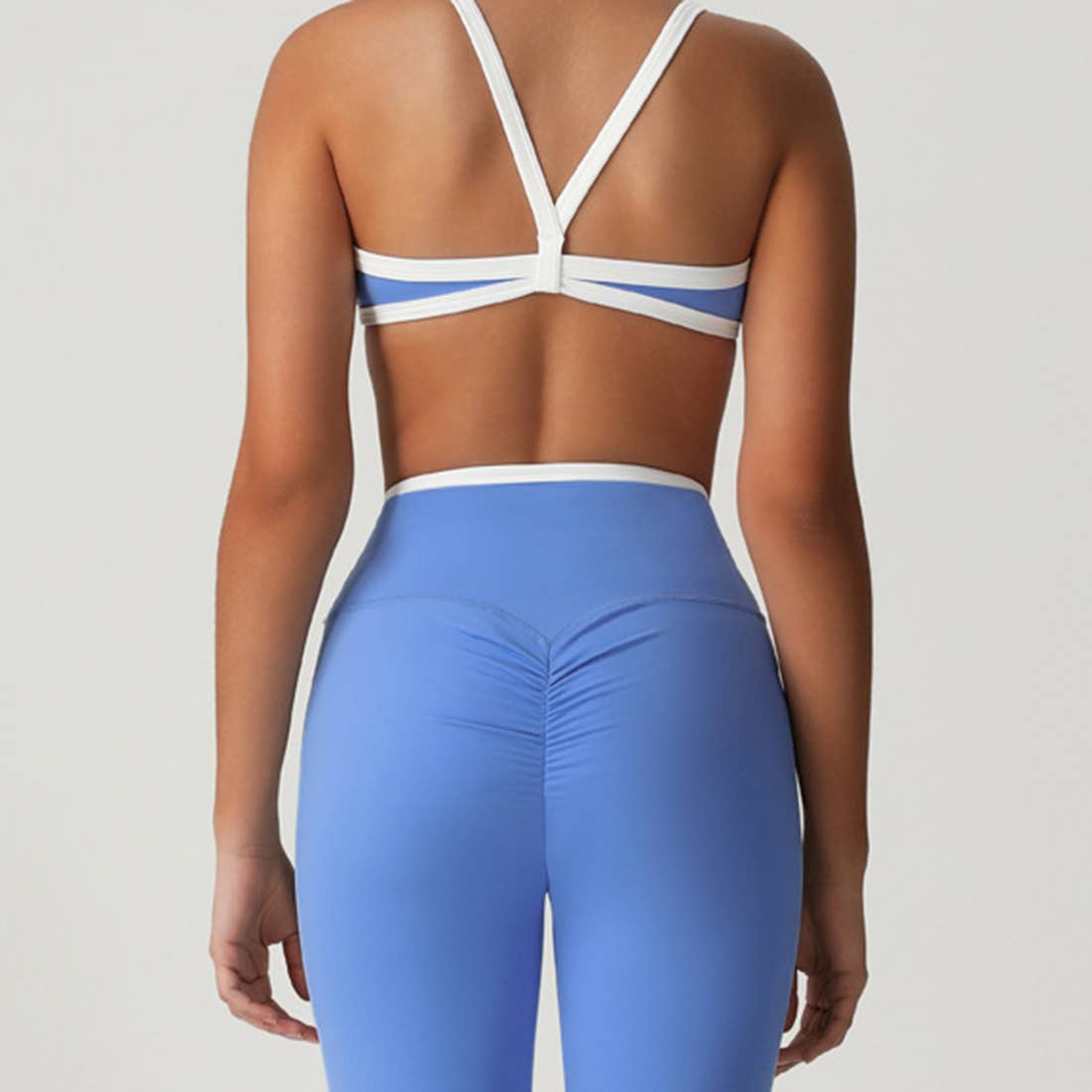 Crossover back bra & high waist sports leggings 2-piece set