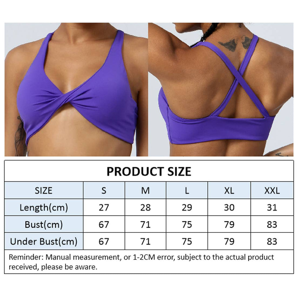Women Fitness Padded Detachable Twist Design Yoga Sports Bra
