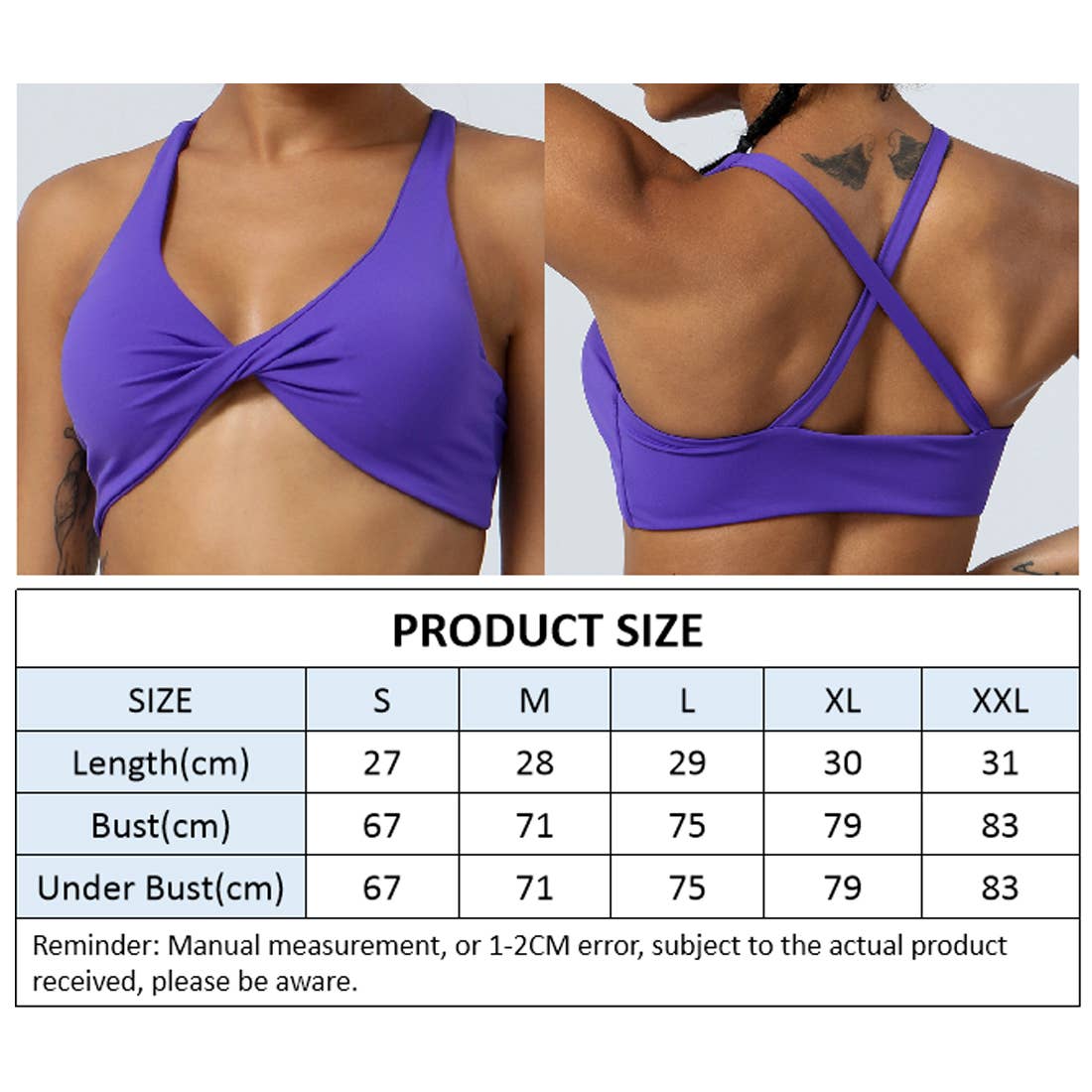 Women Fitness Padded Detachable Twist Design Yoga Sports Bra