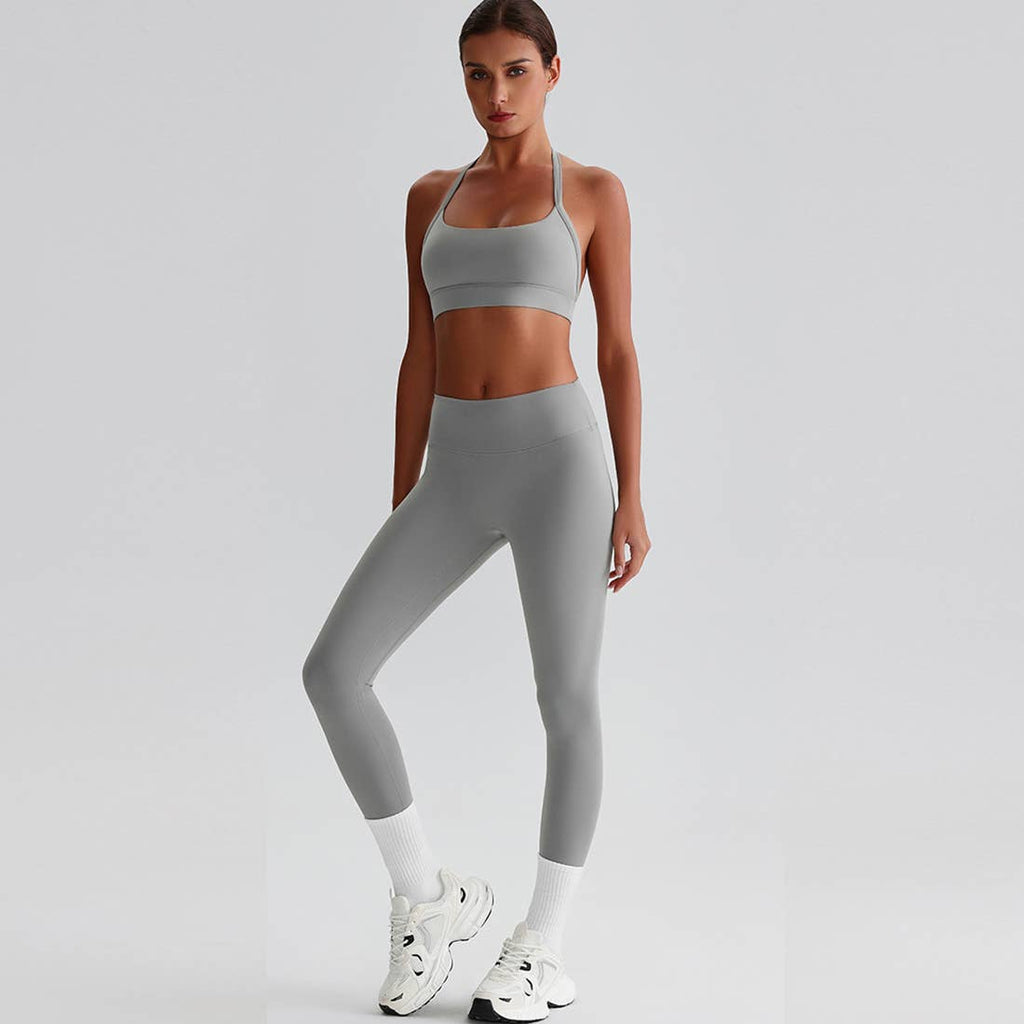 Women Yoga Set:High Support Sports Bra+Long Workout Leggings