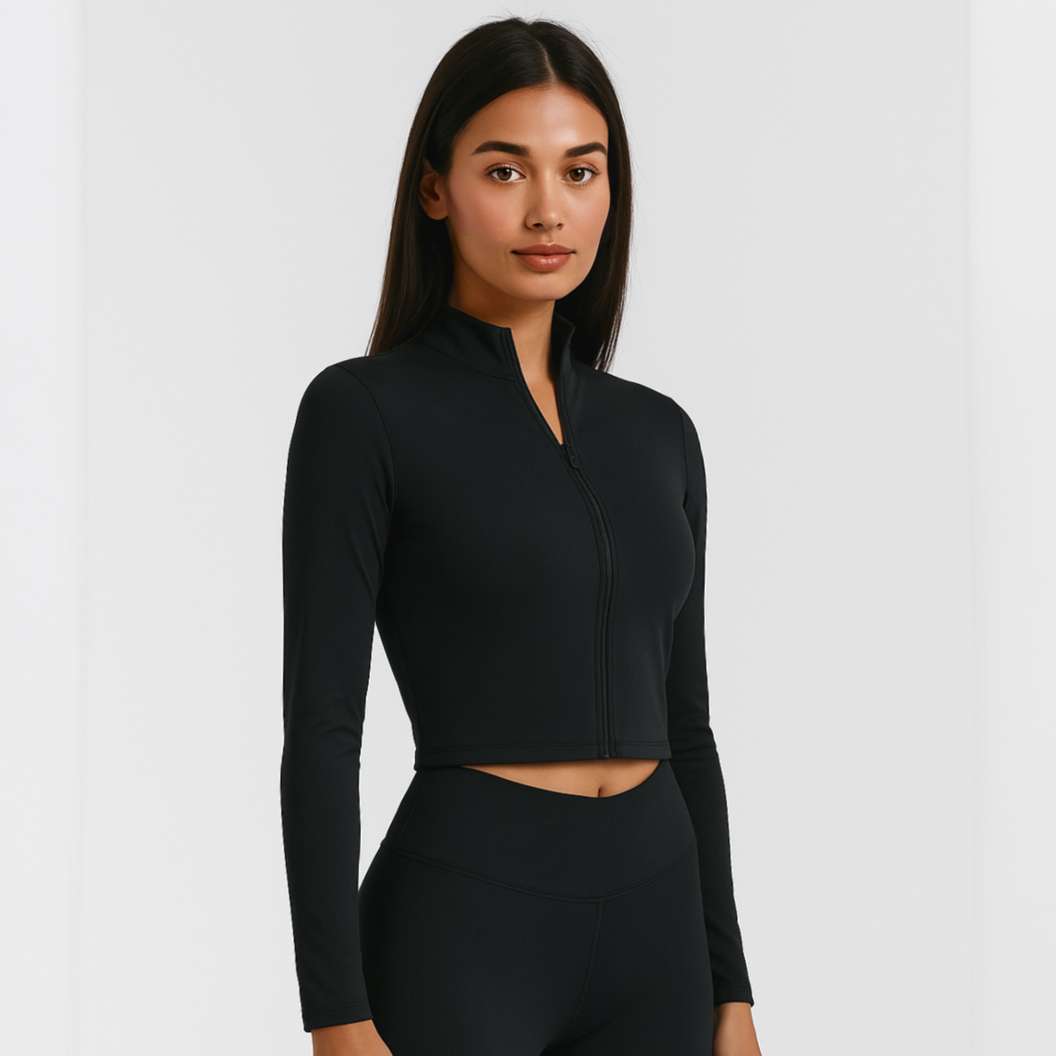 4013 - Women's Athletic Cropped Zipper Jacket