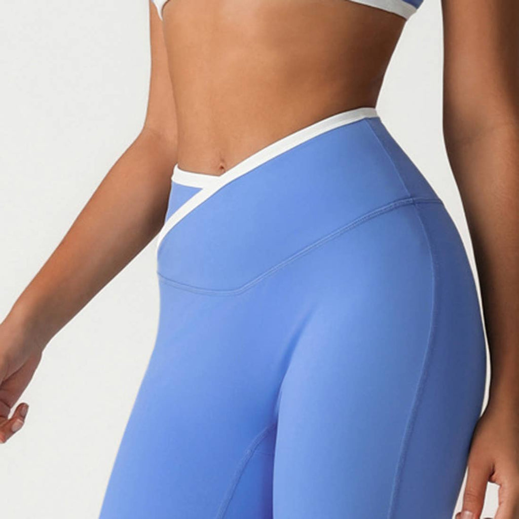 Crossover back bra & high waist sports leggings 2-piece set