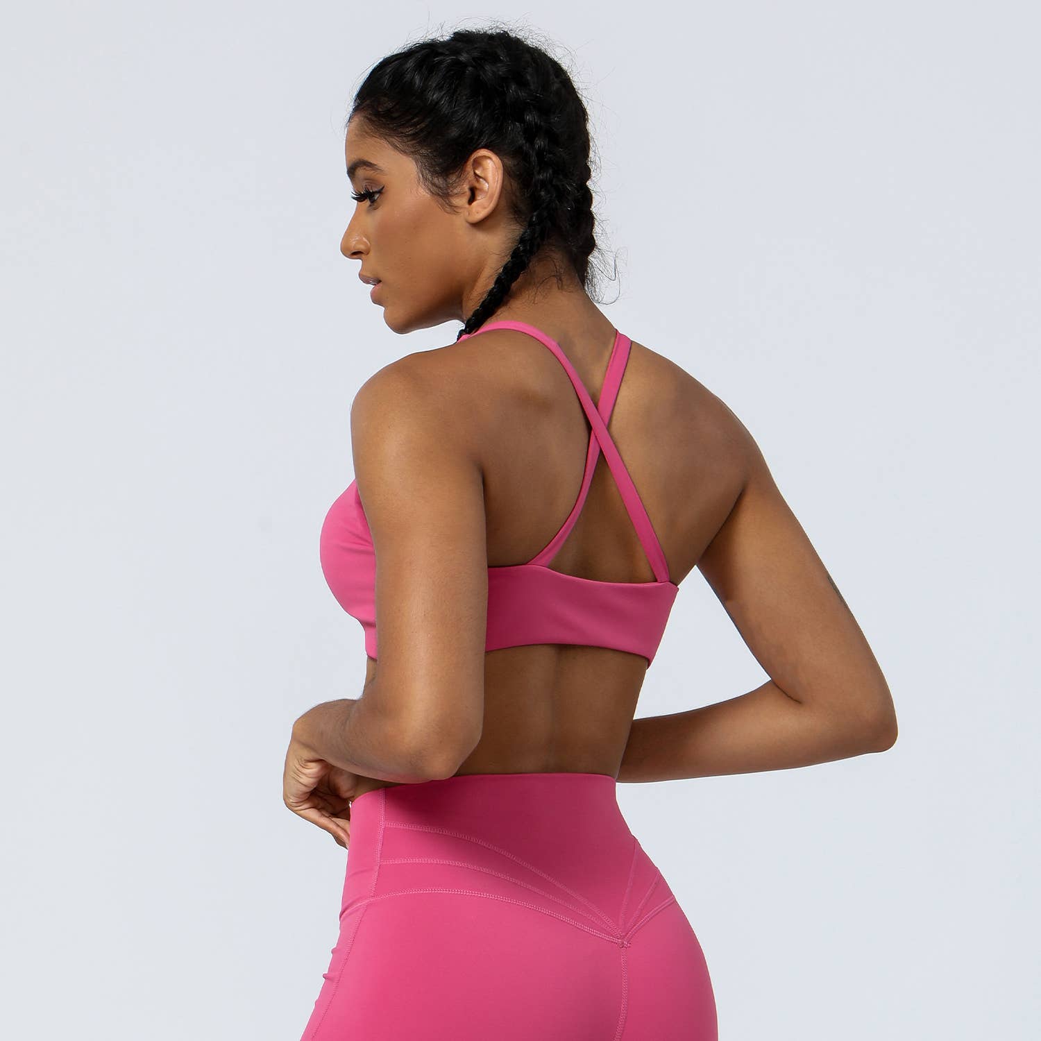 Women Fitness Padded Detachable Twist Design Yoga Sports Bra