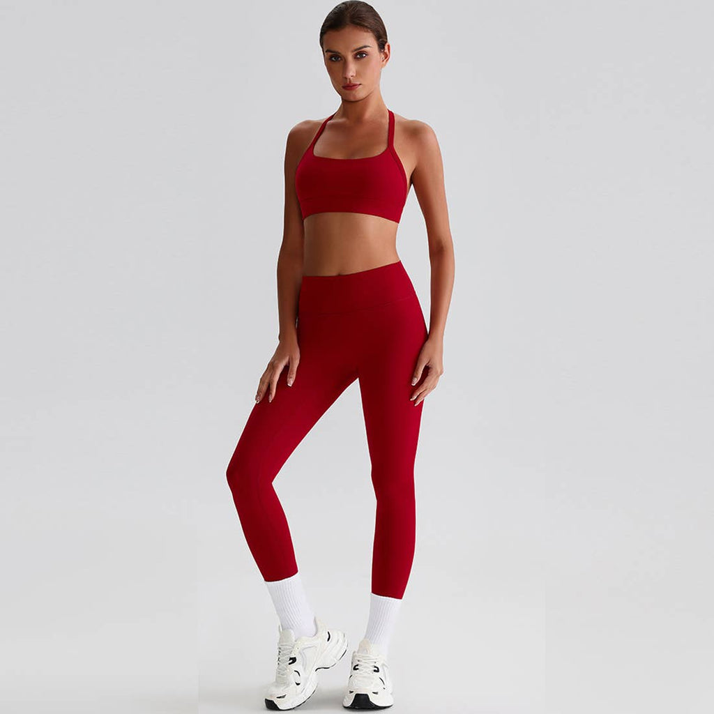 Women Yoga Set:High Support Sports Bra+Long Workout Leggings