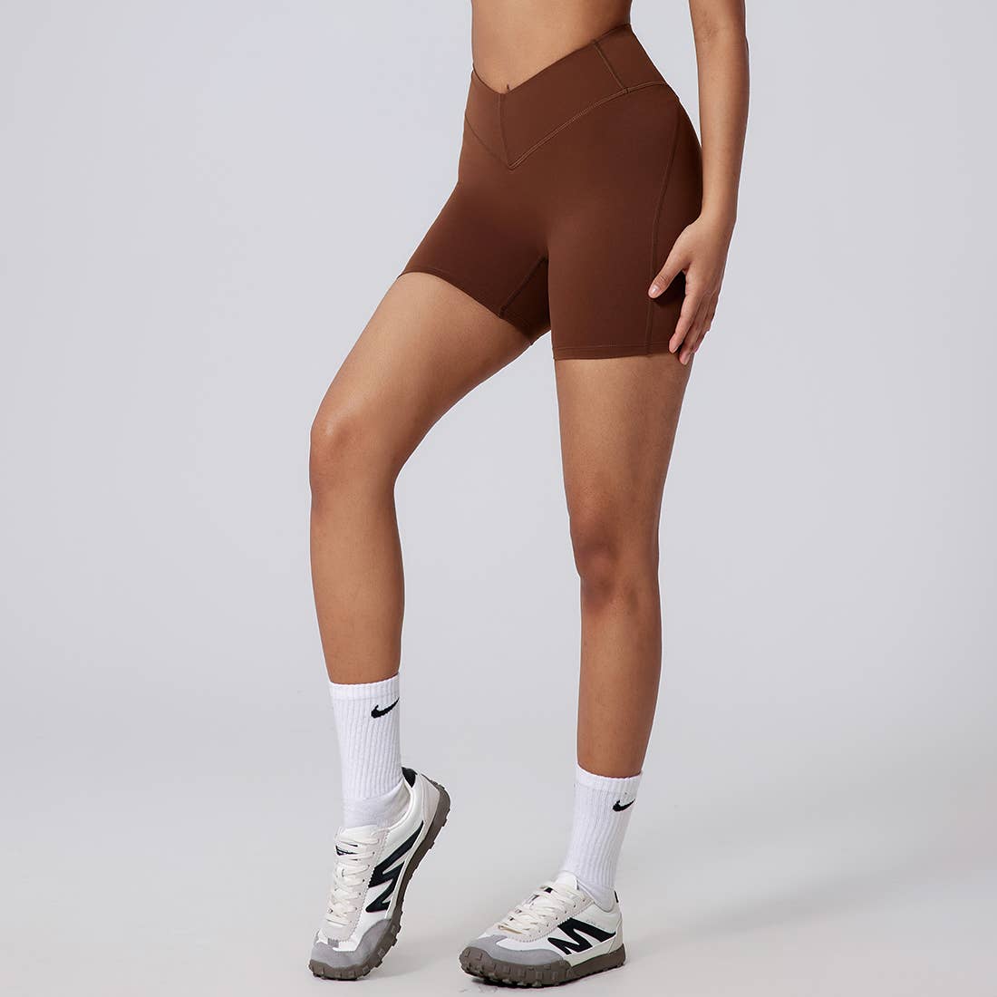 Women V-Waist High Rise Shaping Hip Lift Yoga Shorts