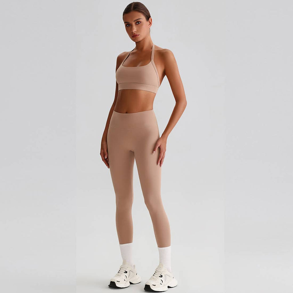 Women Yoga Set:High Support Sports Bra+Long Workout Leggings