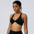 Women Fitness Padded Detachable Twist Design Yoga Sports Bra