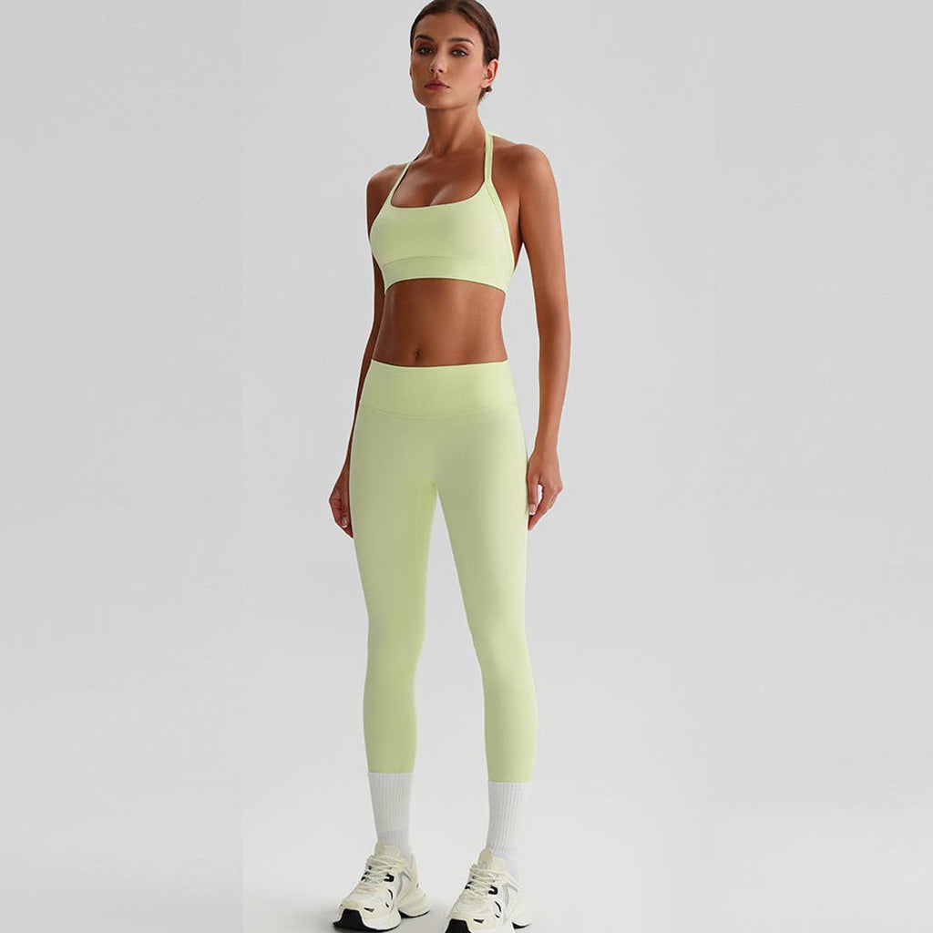 Women Yoga Set:High Support Sports Bra+Long Workout Leggings