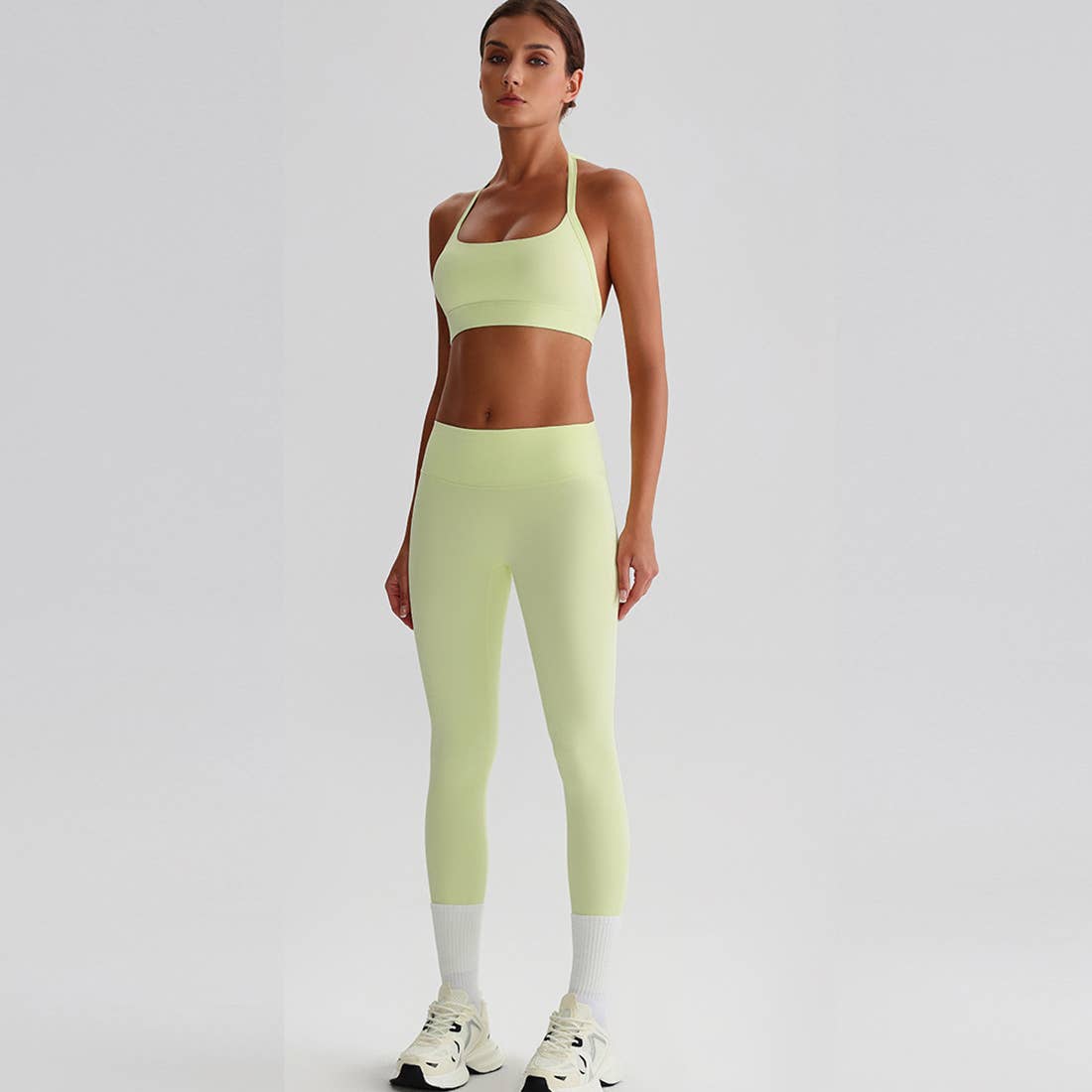 Women Yoga Set:High Support Sports Bra+Long Workout Leggings